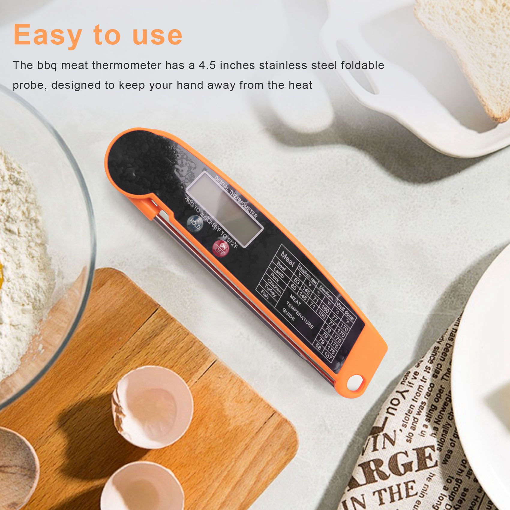 Digital Thermometer Probe - ABMI-Digital Instant Read Meat Thermometer With